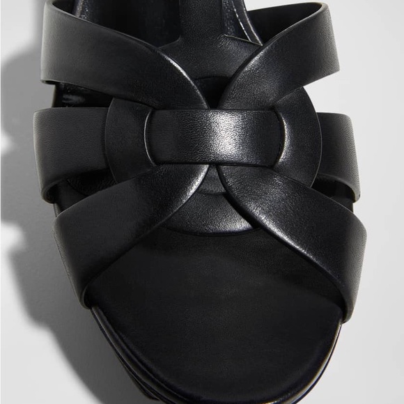 SAINT LAURENT TRIBUTE sandals black open toe strappy stiletto platform 36.5 - Picture 7 of 15